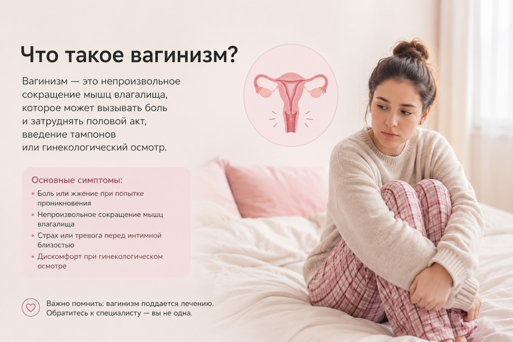 Вагинизмом называют непроизвольное сокращение мышц тазового дна при попытке проникновения во влагалище. Чаще всего этот симптом возникает по время полового контакта, также женщины могут испытывать дискомфорт при введении гигиенических тампонов, постановке вагинальных свечей или таблеток. Вагинизмом называют непроизвольное сокращение мышц тазового дна при попытке проникновения во влагалище. Чаще всего этот симптом возникает по время полового контакта, также женщины могут испытывать дискомфорт при введении гигиенических тампонов, постановке вагинальных свечей или таблеток.